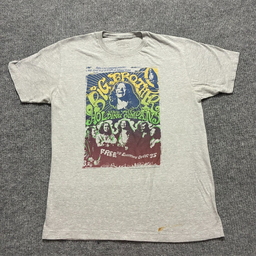 Big Brother & The Holding Company Band‎ Graphic T-Shirt Mens 40" Chest Gray
